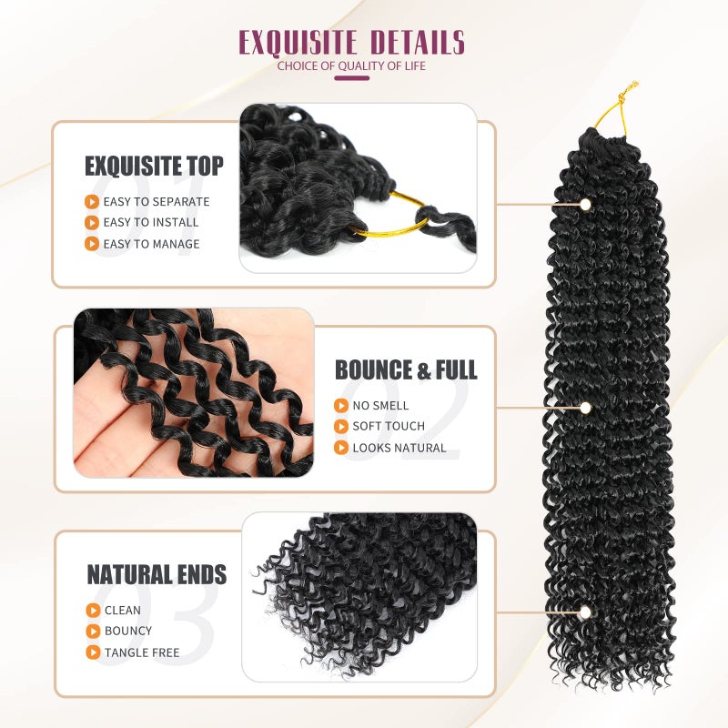 Dansama 7 Packs Passion Twist Hair Water Wave Braiding Hair for Butterfly Style Crochet Braids Bohemian Hair Extensions (18inch (Pack of 7), #1B) - Image 4